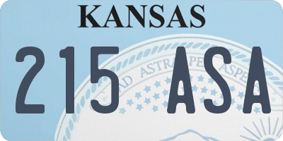 KS license plate 215ASA