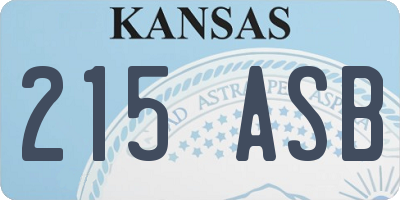 KS license plate 215ASB