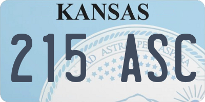 KS license plate 215ASC
