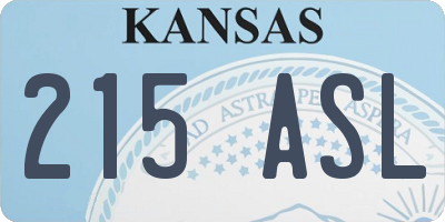 KS license plate 215ASL
