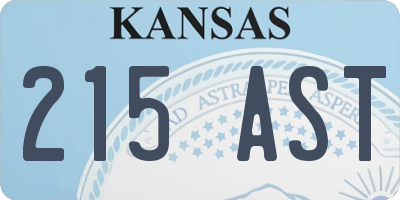 KS license plate 215AST
