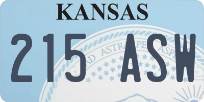 KS license plate 215ASW