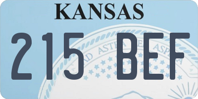 KS license plate 215BEF