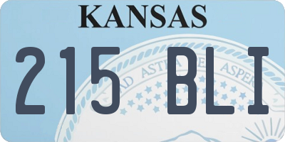 KS license plate 215BLI