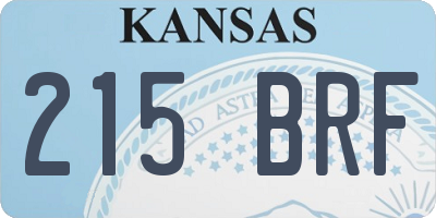 KS license plate 215BRF