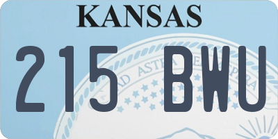 KS license plate 215BWU