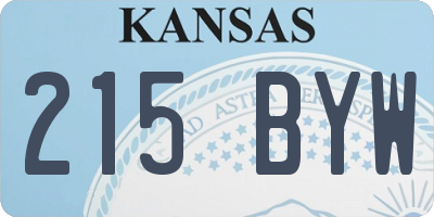 KS license plate 215BYW