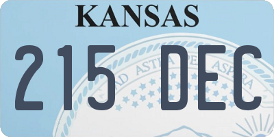 KS license plate 215DEC