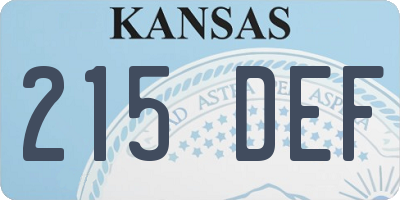 KS license plate 215DEF