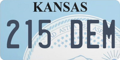 KS license plate 215DEM