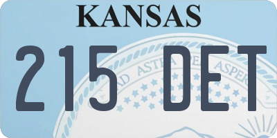 KS license plate 215DET
