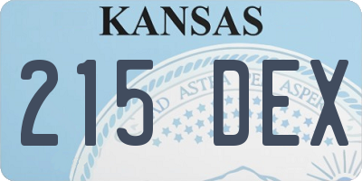 KS license plate 215DEX