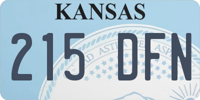 KS license plate 215DFN