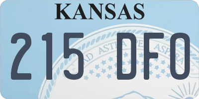KS license plate 215DFO