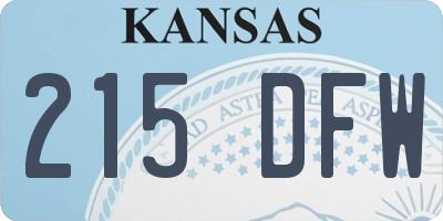 KS license plate 215DFW