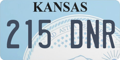 KS license plate 215DNR
