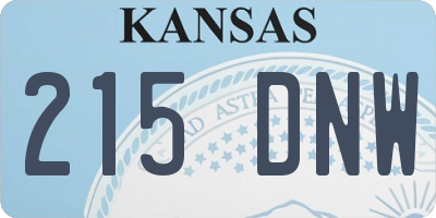 KS license plate 215DNW