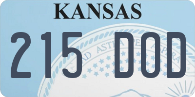 KS license plate 215DOD
