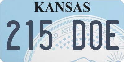 KS license plate 215DOE