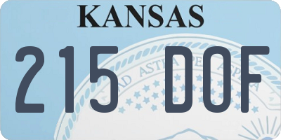 KS license plate 215DOF