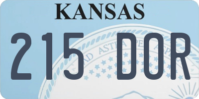 KS license plate 215DOR