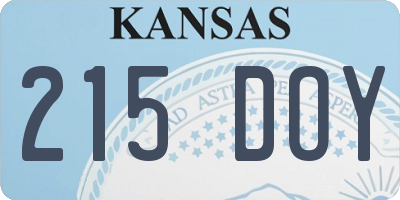 KS license plate 215DOY