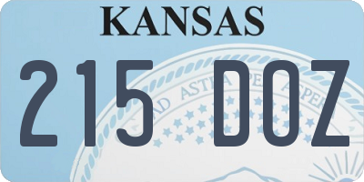 KS license plate 215DOZ