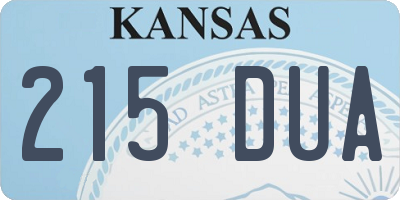 KS license plate 215DUA