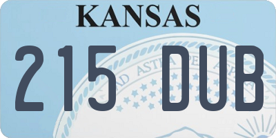 KS license plate 215DUB