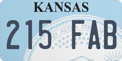 KS license plate 215FAB