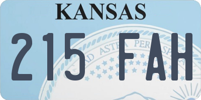 KS license plate 215FAH