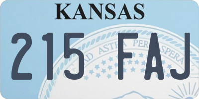 KS license plate 215FAJ