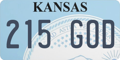 KS license plate 215GOD