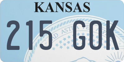 KS license plate 215GOK