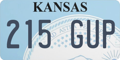 KS license plate 215GUP
