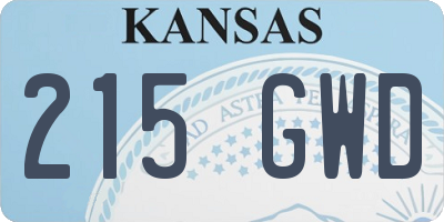 KS license plate 215GWD