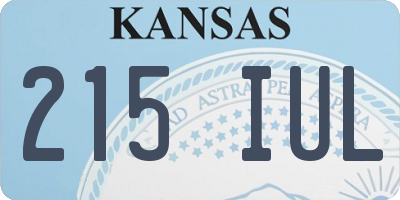 KS license plate 215IUL