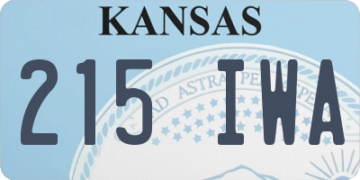 KS license plate 215IWA