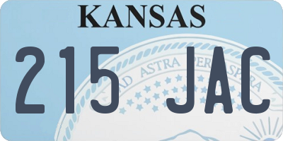 KS license plate 215JAC