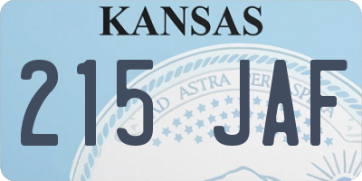 KS license plate 215JAF