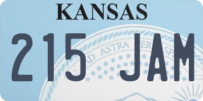 KS license plate 215JAM