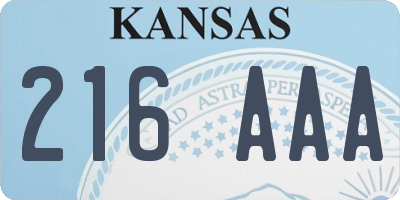 KS license plate 216AAA