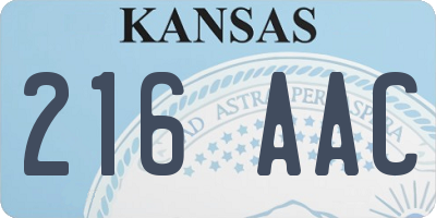 KS license plate 216AAC