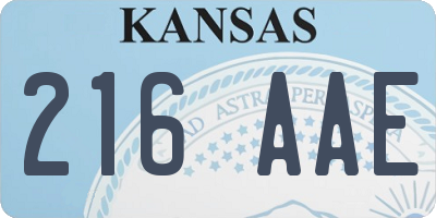 KS license plate 216AAE