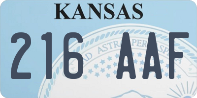 KS license plate 216AAF