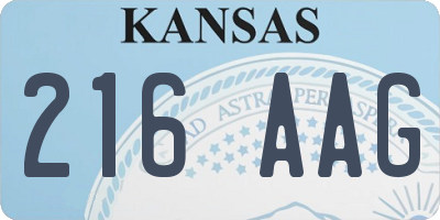 KS license plate 216AAG