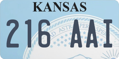 KS license plate 216AAI