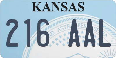 KS license plate 216AAL