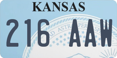 KS license plate 216AAW