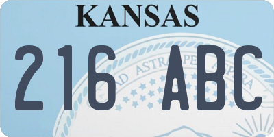 KS license plate 216ABC